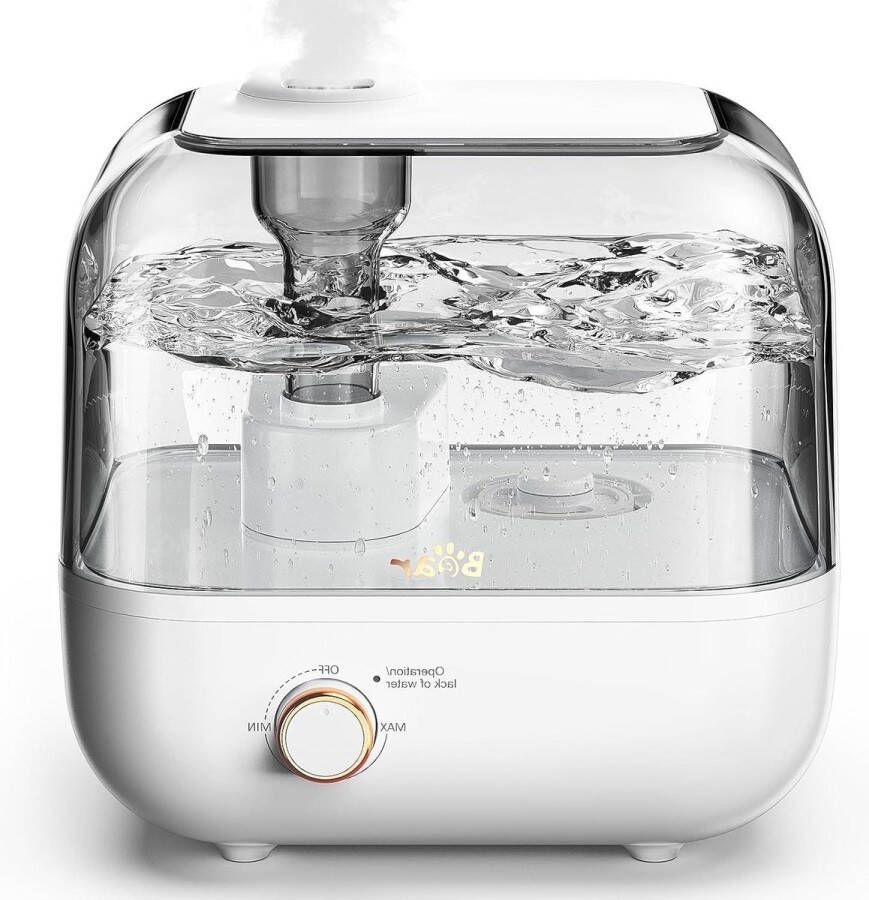 Luchtbevochtiger 5L Top Fill slaapkamer 35 uur looptijd aromatherapie lade ultrastil 360° uitbreidbaar stoommondstuk automatische uitschakeling wit