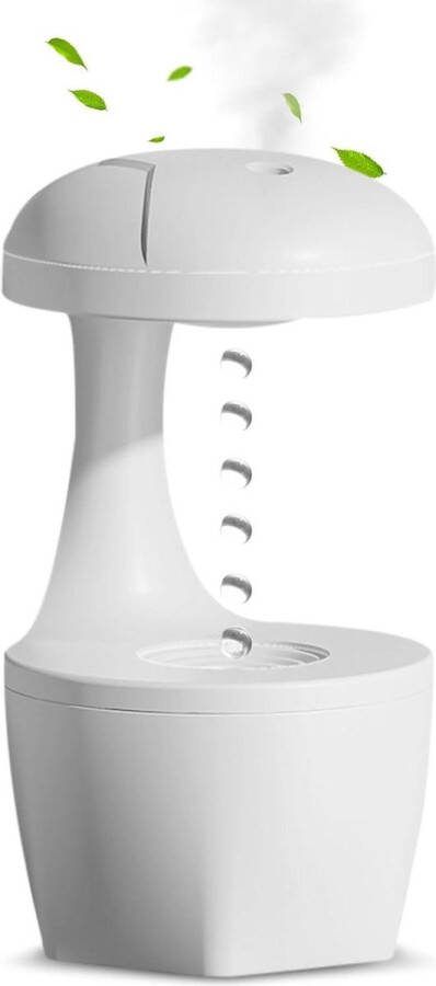 Luchtbevochtiger 800 ml met anti-zwaartekracht waterdruppels lichteffecten stil energiebesparend automatische uitschakeling voor babykamer slaapkamer kantoor wit
