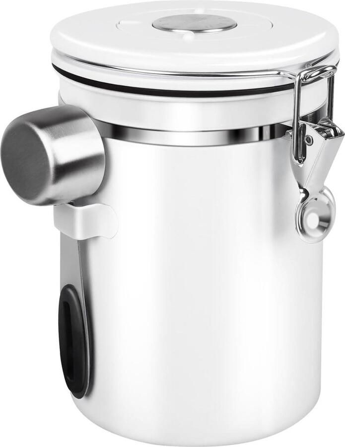 Luchtdicht koffieblik 18 liter roestvrij stalen koffiereservoir voor bonen thee suiker wit