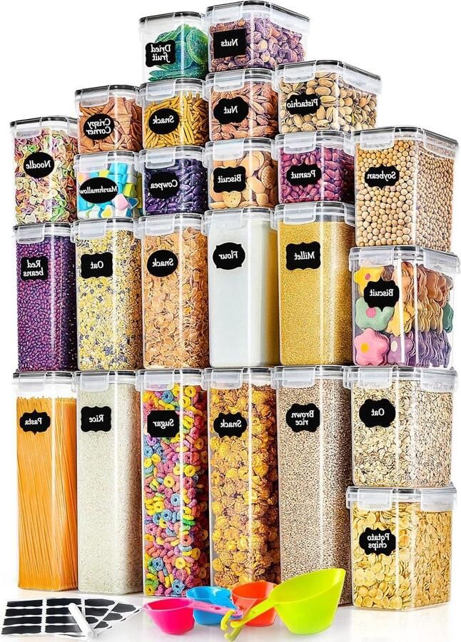 Luchtdichte keukenorganizer voorraaddoos van kunststof 25-delig voor muesli meel koffiebonen 28l 2l 14l 08l Voorraadbussen