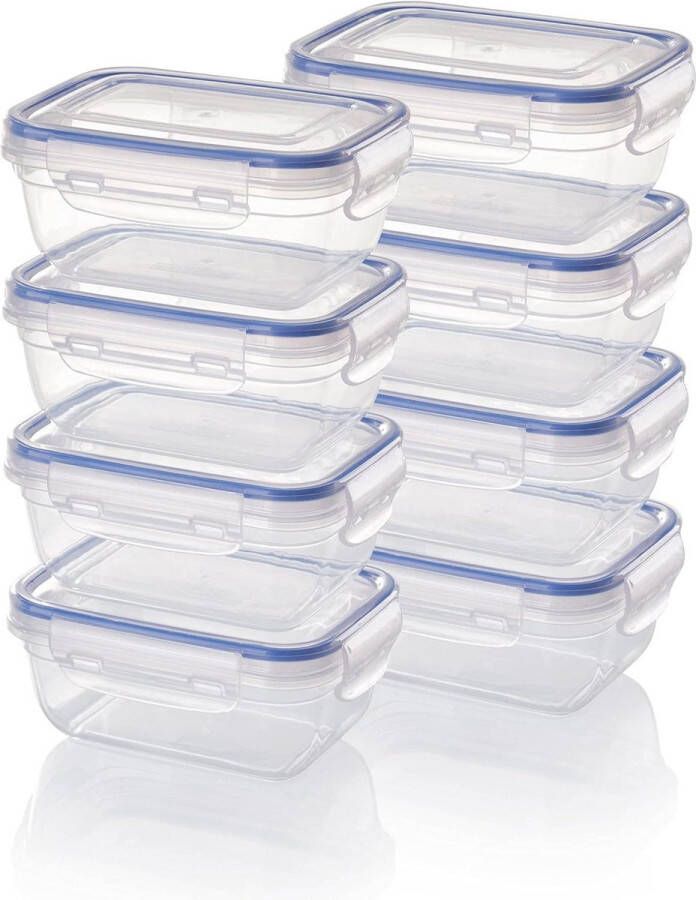 Luchtdichte Voedselopslagcontainer Set 8x Rechthoekig Stapelbaar Breukvast Magnetron- en Vaatwasmachinebestendig Meal Prep Containers met Deksel magnetron bakjes met deksel