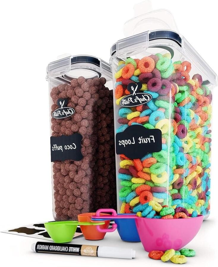 Luchtdichte voedselopslagcontainers tuit extra grote voorraadkast granen- 22 oz set van 2 met deksels lepelset pen