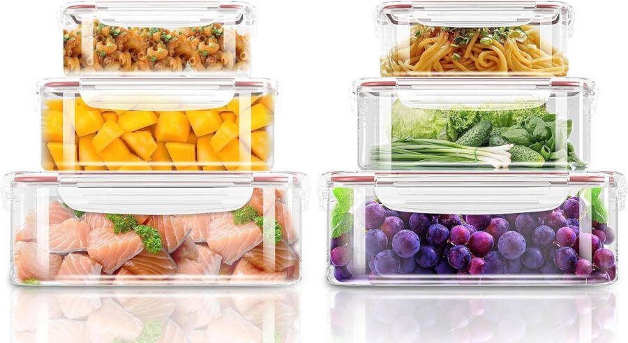 Luchtdichte voedselopslagcontainers van kunststof voor keuken en bijkeuken 24 stuks lekvrij rood luchtdichte opbergbox