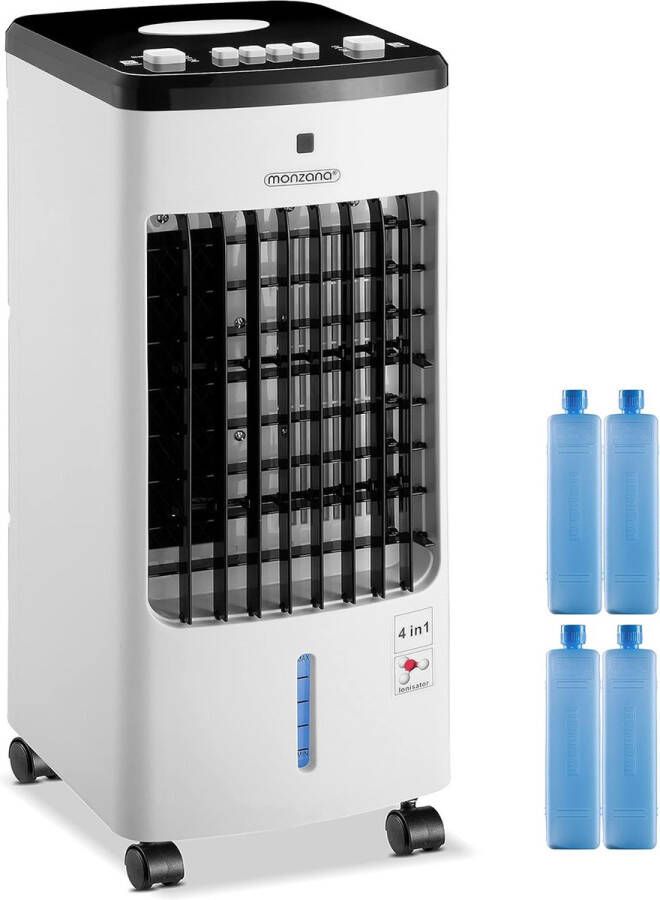 Luchtkoeler 4in1 Mobiel 60W 330m³ h 3 5L incl. 4 Koelelementen 3 5L Ventilator Luchtbevochtiger Ionisator Airco