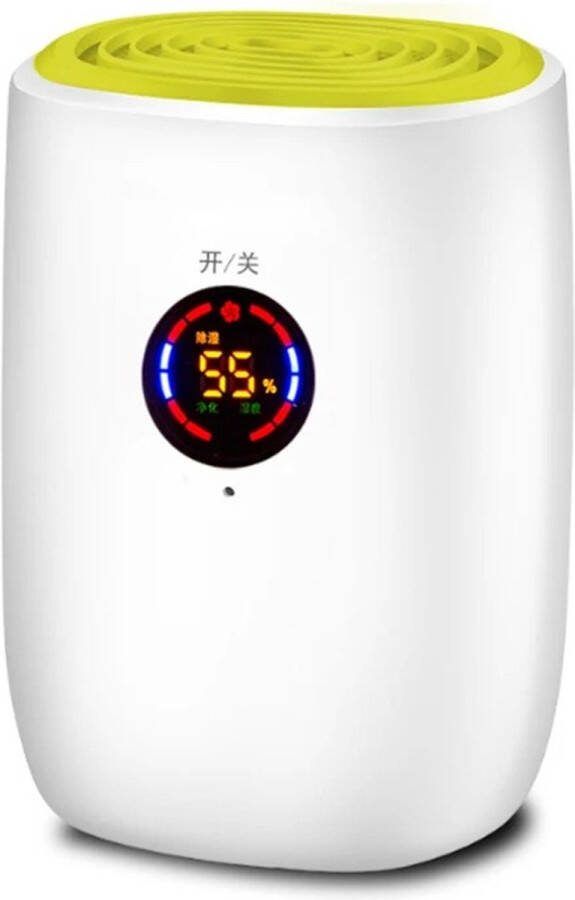Luchtontvochtiger Luchtreiniger Draagbaar 800Ml Led Display Automatische Power-Off Wit met groen