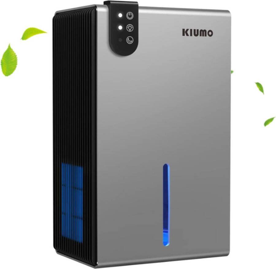 Luchtontvochtiger voor 30 m² (2 5 liter) voor slaapkamer en andere kleine ruimtes met automatische uitschakelfunctie 2 bedrijfsmodi en 7 kleuren LED-licht (grijs)