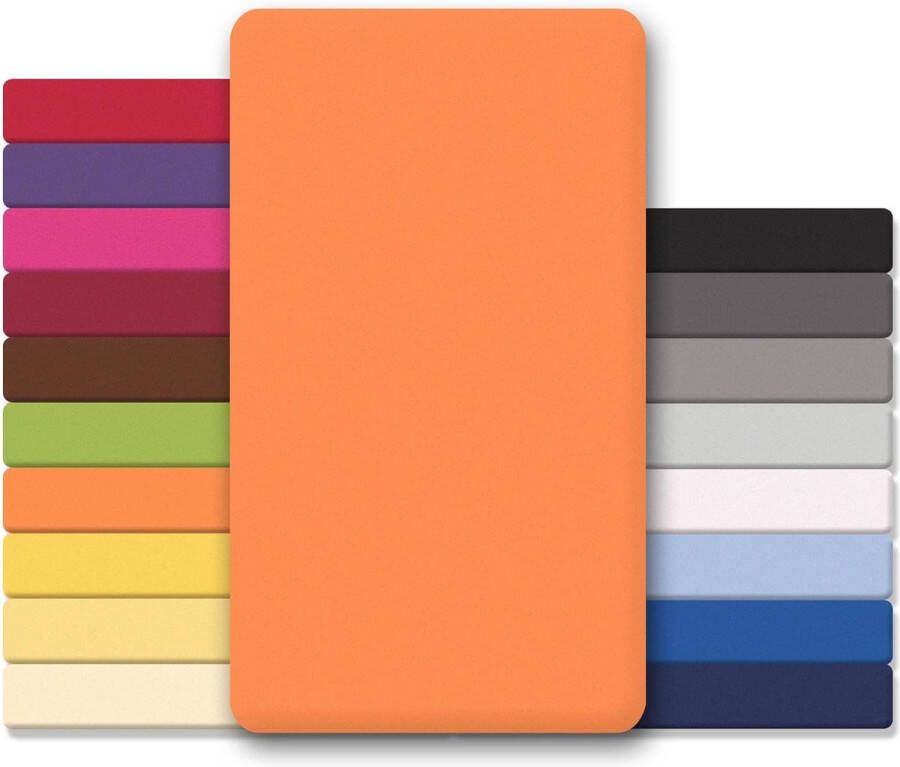 Lucina Hoeslaken jersey-katoen voor topmatrassen verschillende kleuren en matten oranje 180x200 200x200 cm