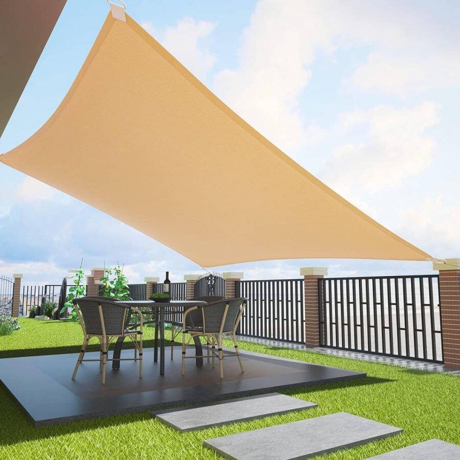 Luifel 3 x 2 5 m rechthoekige zonwering voor tuin balkon en terras 95% UV-bescherming 185 g m² stof met hoge dichtheid waterdoorlatend voor terras achtertuin buiten zandkleur