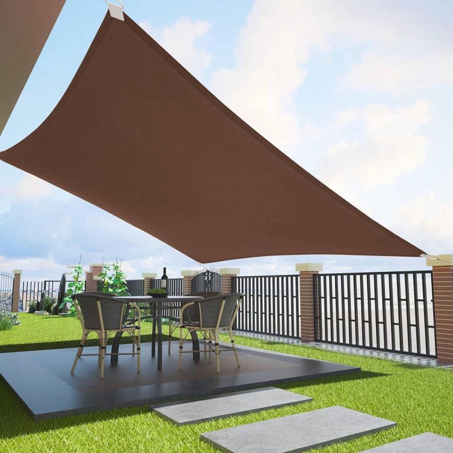 Luifel 3x4 m rechthoekige zonwering tuinbalkon en terras 95% UV-bescherming 185g m² hoge dichtheidsstof waterdoorlatend voor terras pergola achtertuin buitenruimte kleur bruin