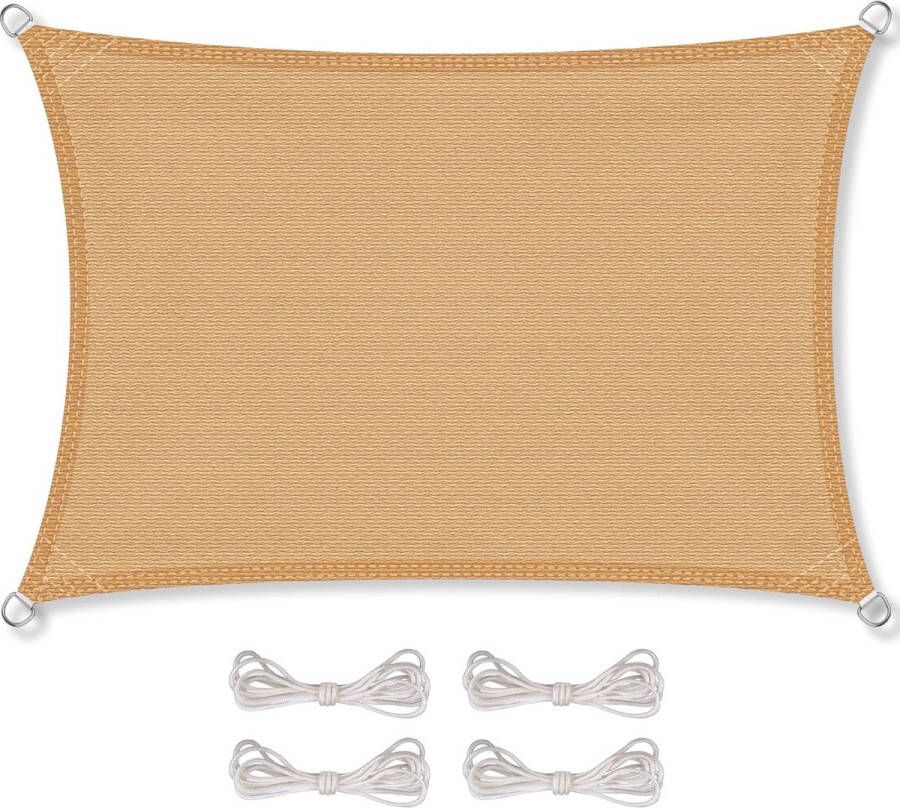 Luifel Zonwering Tuinbalkon en Terras Weerbestendig HDPE Ademend Schaduw Vierkant 2x3m Zandbeige
