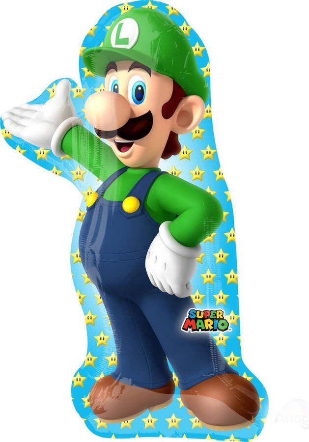 Luigi folie ballon 60 cm Thema Super Mario Stoer Verjaardag Jongen Videogame 123Feest
