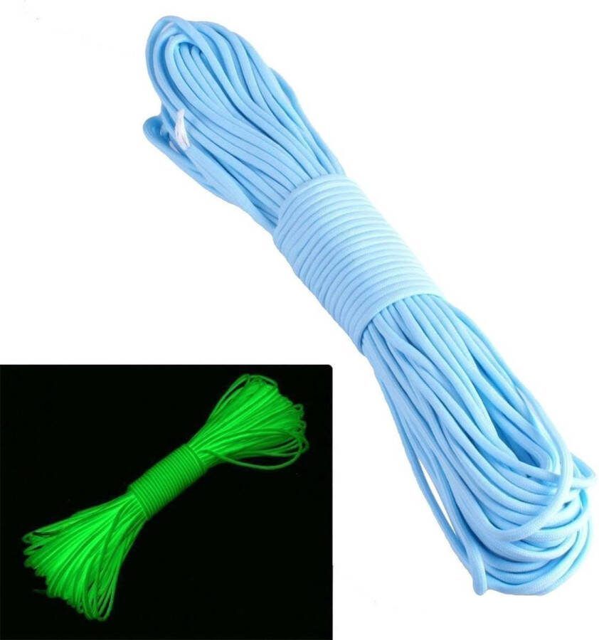 Luminous Flourescerend Paracord parachute koord blauw 100ft 550 Streng ZJchao