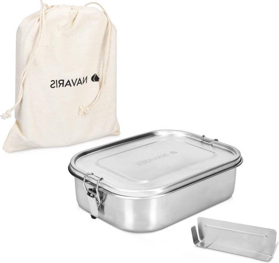Lunch box with divider stainless steel Meal prep container for food storage 21.8 x 16.8 x 6 cm 1.4 liters capacity Dishwasher safe