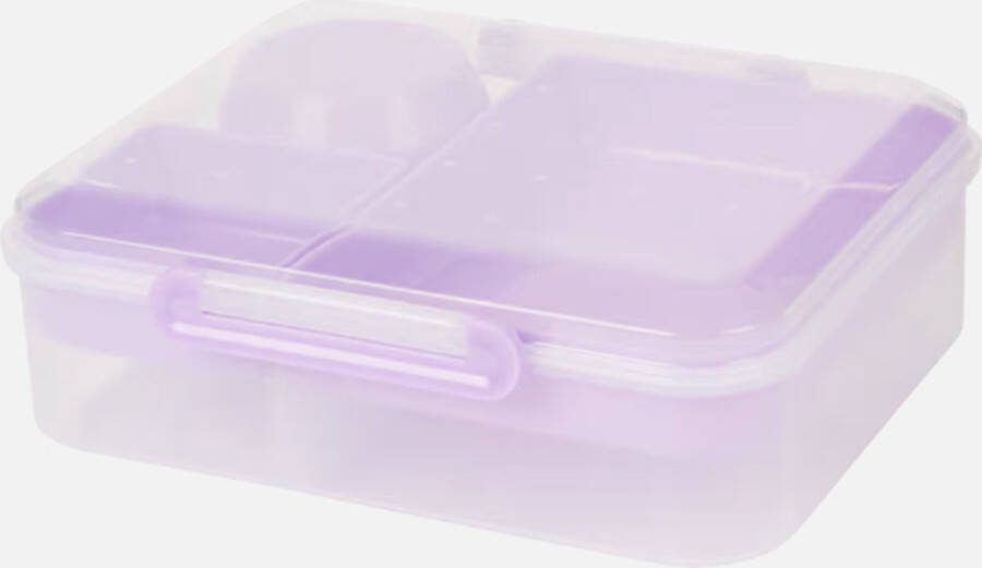 Lunchbox 4-delig Salade- broodtrommel Incl. sausbeker Transparant paars
