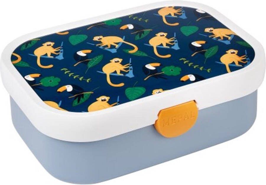Lunchbox Bento Lunchbox voor kinderen Lunchbox met Bento-vak en vork – Maaltijdbereidingsdoos met clipsluiting – BPA-vrij en vaatwasmachinebestendig – 750 ml Jungle