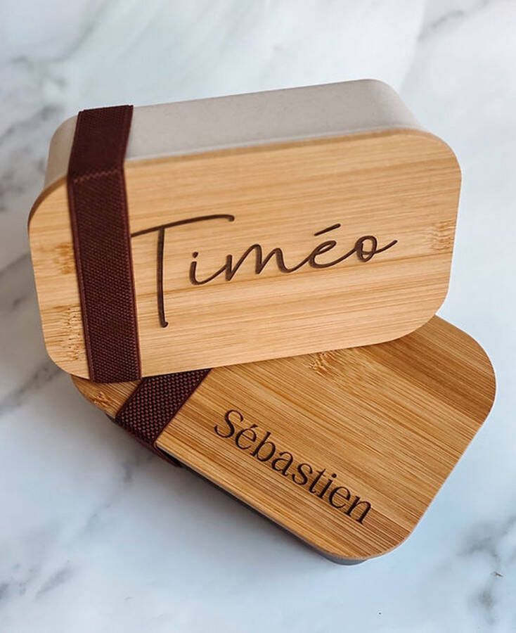 Lunchbox Gepersonaliseerde bamboo deksel Wit