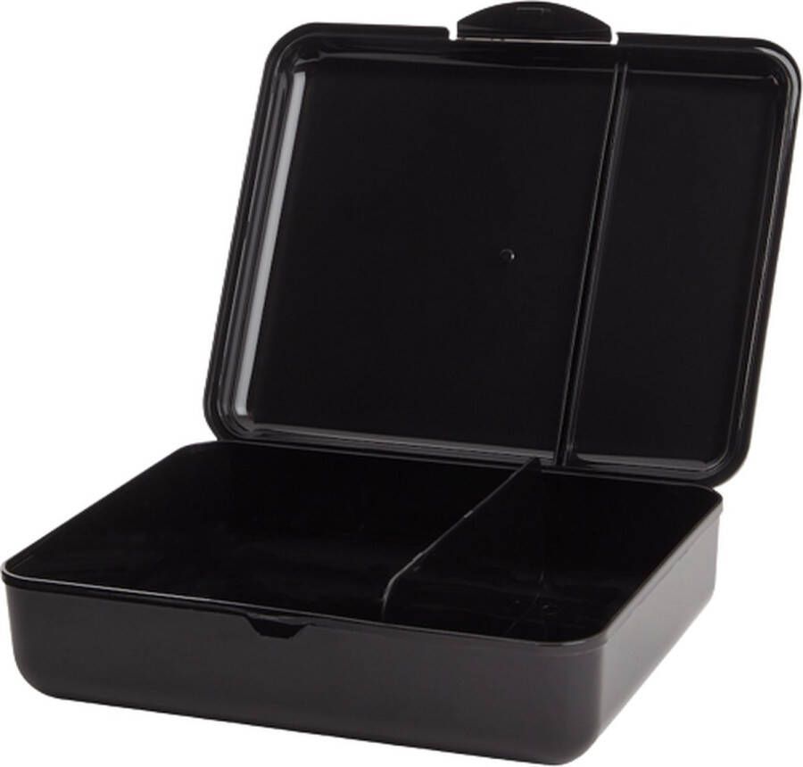Lunchbox met 2 vakken Zwart 23 x 19 x 6 5 cm Broodtrommel Lunchtrommel