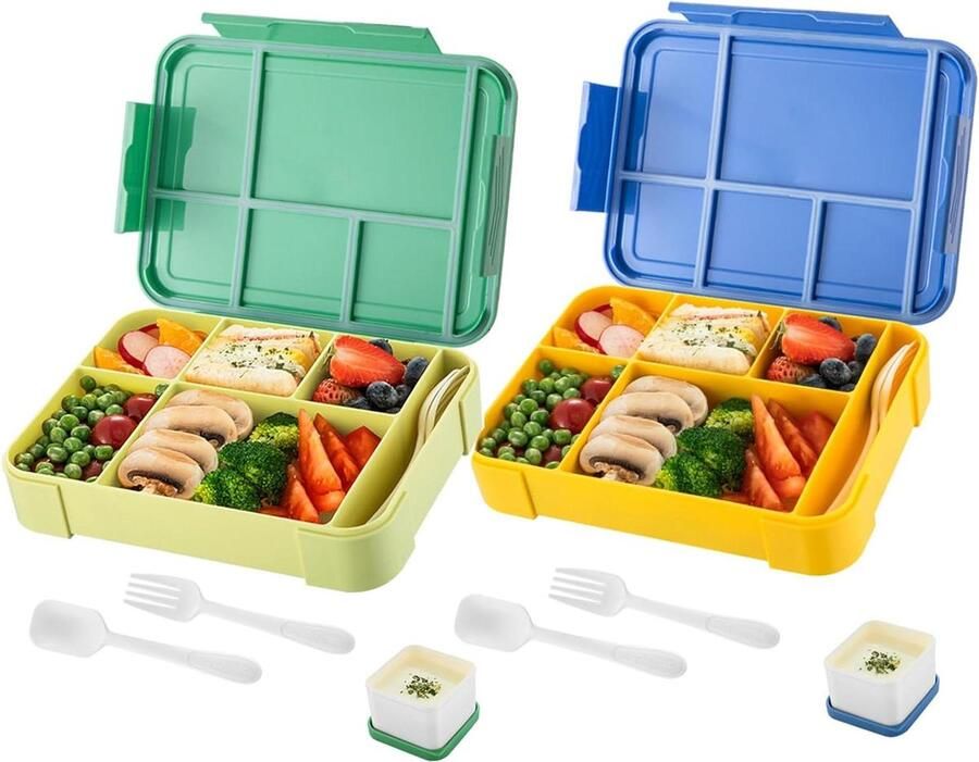 Lunchbox met bestek 1330 ml lunchbox voor kinderen en volwassenen lunchbox met vakken en sausbox lunchbox voor magnetron werk en picknick kantoor