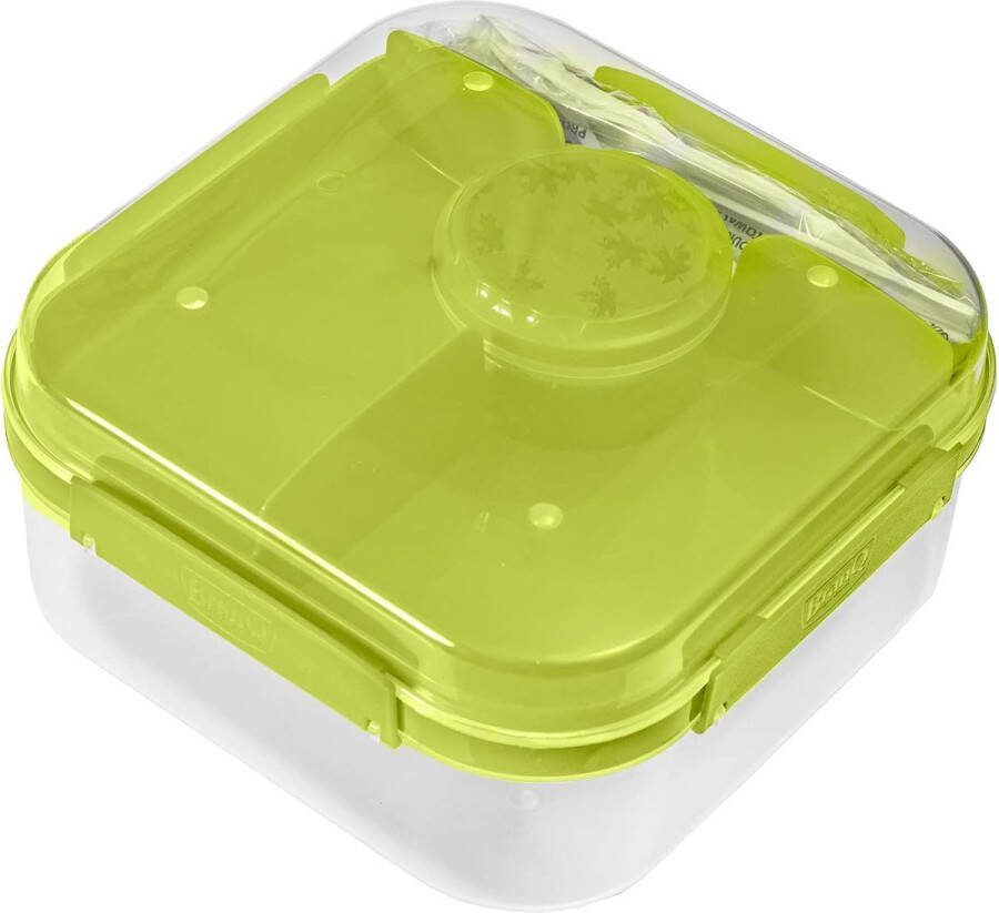 Lunchbox met Compartimenten en Bestek Ideaal voor Maaltijden Onderweg