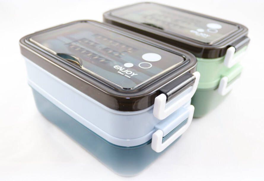 Lunchbox met soepkom Blauw en Groen Luxe bentobox Lunchbox volwassenen Lunchbox voor kinderen Lunchboxen Lunchbox Kinderen Lunchbox met vakjes en bestek Ook te gebruiken als broodtrommel luchtdicht en lekvrij BPA vrij!