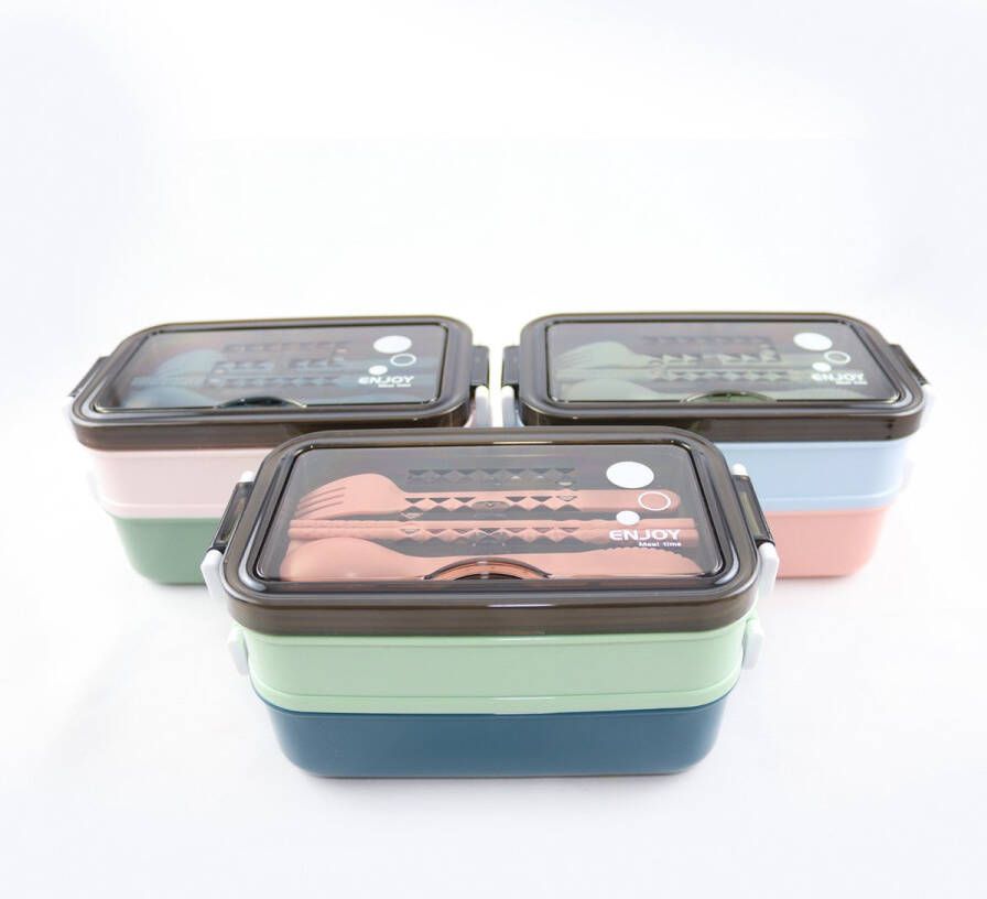Lunchbox met soepkom Blauw Groen en Roze Luxe bentobox Lunchbox volwassenen Lunchbox voor kinderen Lunchboxen Lunchbox Kinderen Lunchbox met vakjes en bestek Ook te gebruiken als broodtrommel luchtdicht en lekvrij BPA vrij!