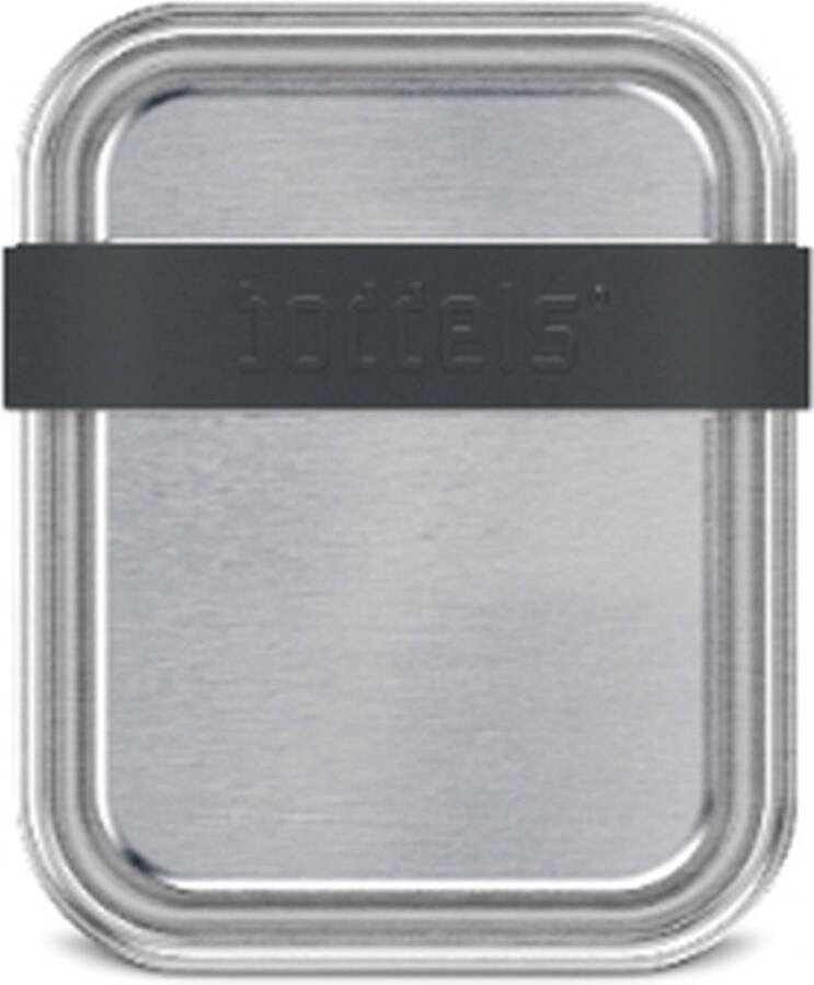 Lunchbox met Verdeler Klein 2 Vakken 15 x 12 x 5 cm RVS Antraciet Grijs Boddels Smacht