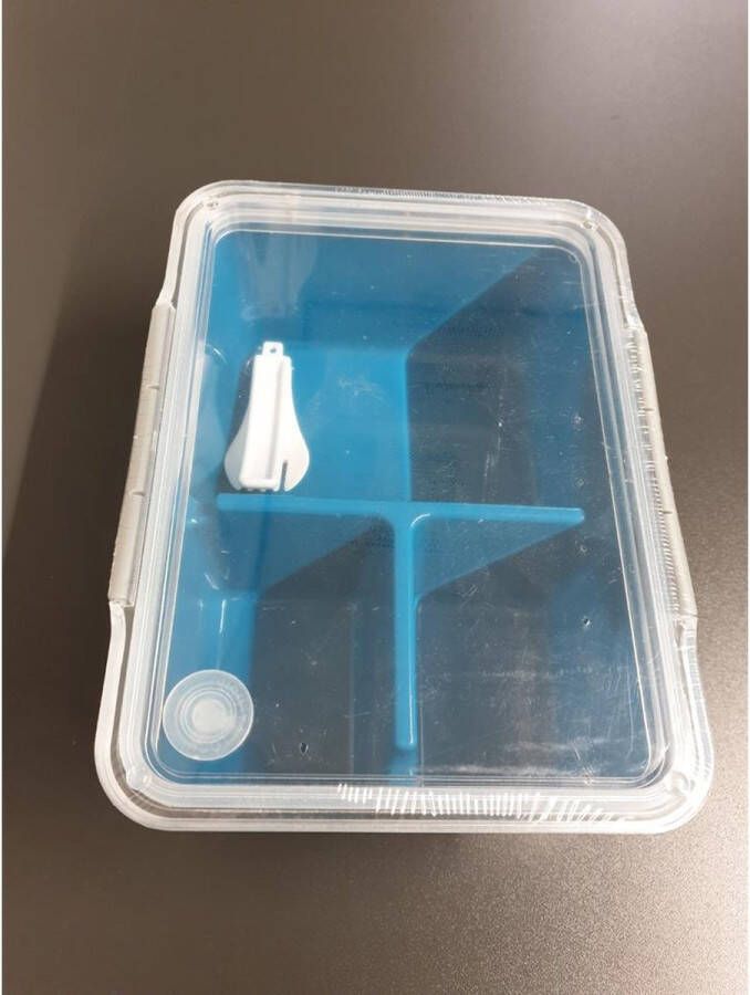 Lunchbox met vouwbare vork 20x15x7cm diepvries- en magnetronbestendig petrolblauw