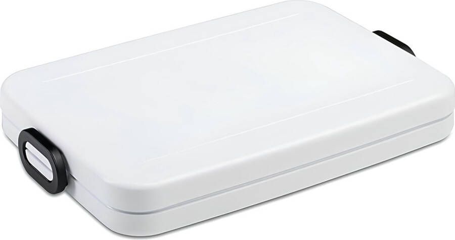 Lunchbox plat 900 ml inhoud broodtrommel voor de laptoptas voor maximaal 4 boterhammen vaatwasmachinebestendig ABS 800 ml Nordic White (wit)