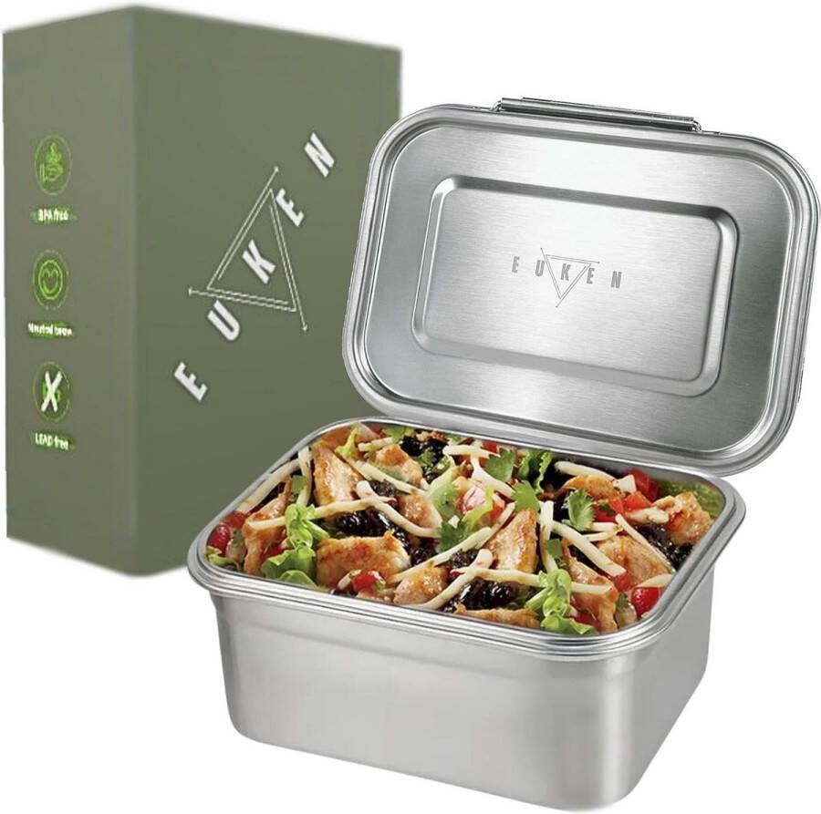 Lunchbox RVS 1000ml magnetronbestendig lunchbox voor kinderen en volwassenen metalen broodtrommel BPA-vrij waterdicht duurzame bentobox RVS