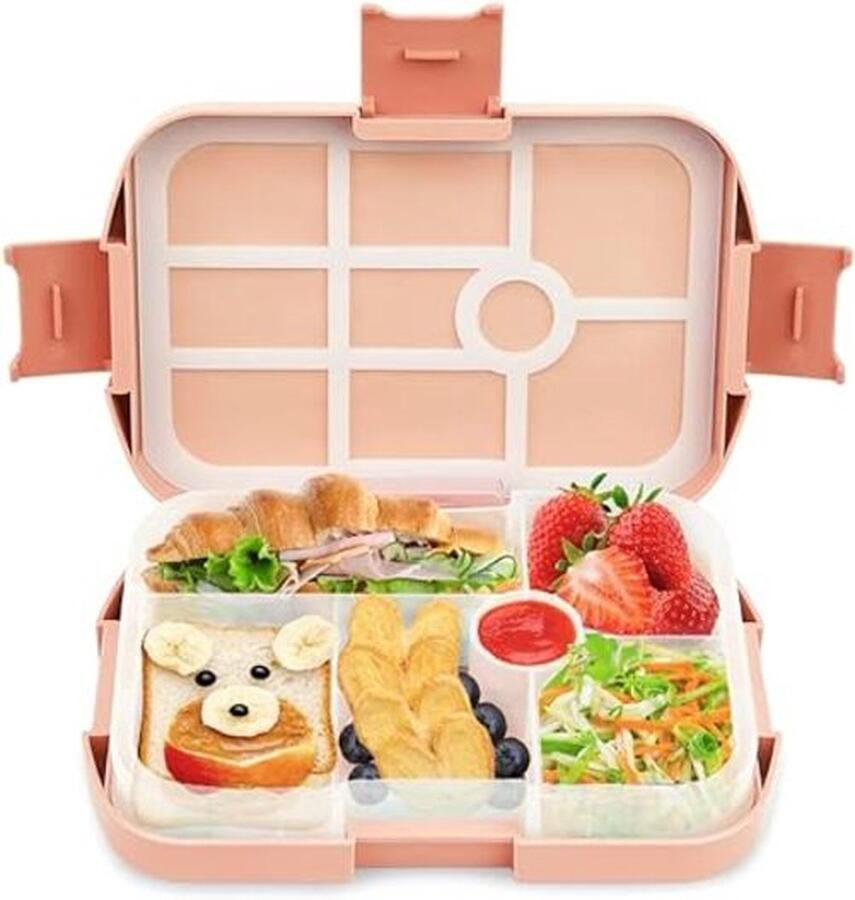 Lunchbox Salade Lunch Container To Go met 6 Compartimenten Lade Slakom Maaltijd Prep to Go Containers voor Voedsel Fruit Snack Roze