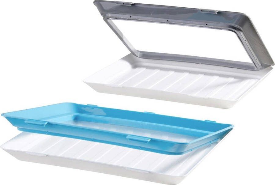Lunchbox set voor volwassenen grijs blauw Click&Fresh met 2 vakken
