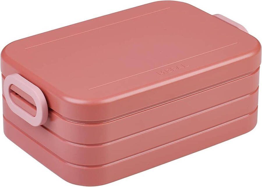 Lunchbox Take a Break Lunchbox To Go Voor 2 Broodjes of 4 Sneetjes Brood Meal Prep Box Voedselbox met Verdeelschotten Vaatwasmachinebestendig 900ml Vivid Mauve