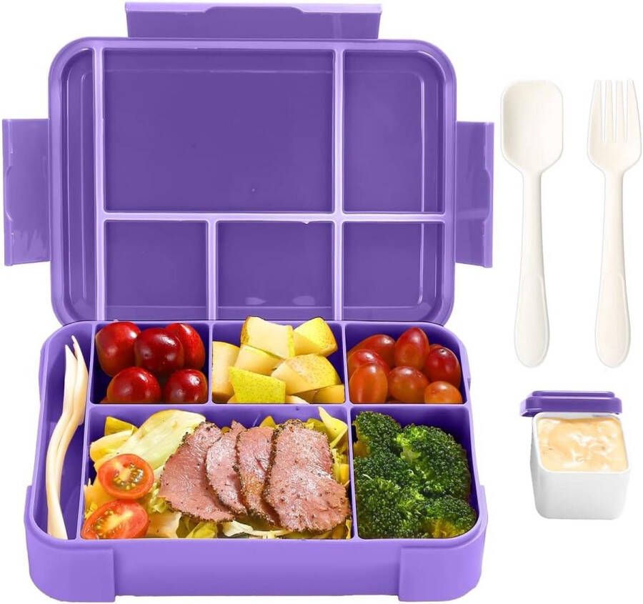 Lunchbox voor kinderen met compartimenten 1300 ml BPA-vrije Bento Box Lunchbox voor kinderen Lekvrij met 5 compartimenten Lunchbox voor volwassenen meisjes en jongens magnetron- vaatwasserbestendig