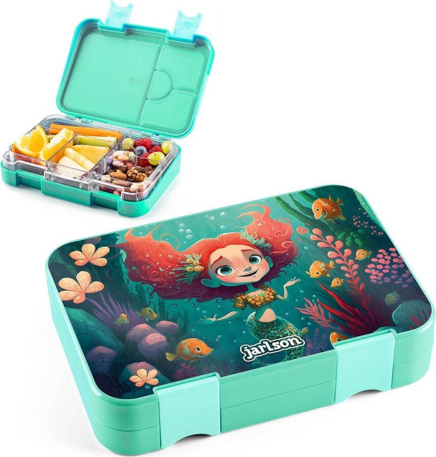 Lunchbox voor kinderen met vakken bento box lekvrij snackbox voor kleuterschool en school meisjes en jongens snackbox (zeemeermin)