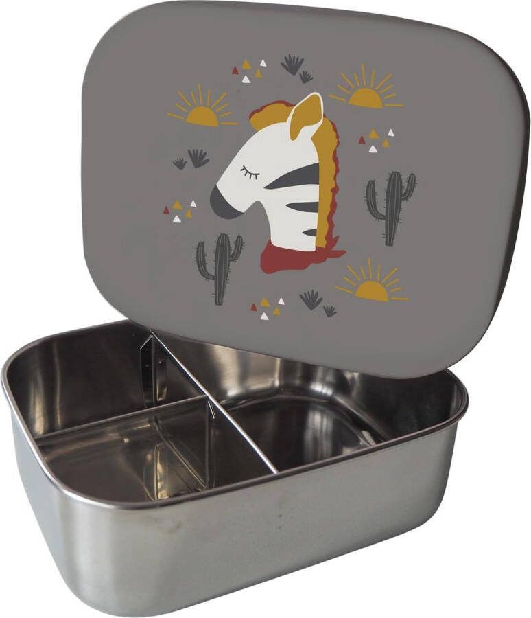 Lunchbox Zebra Grijs Kinderservies BPA-vrij met leuke prints Afmetingen 17 x 13 x 5 cm