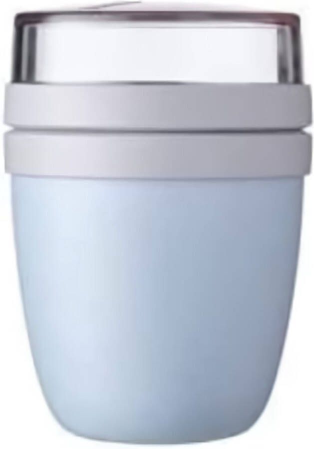 Lunchpot Ellipse mini-Nordic blue 300 ml praktische mueslibeker yoghurtbeker To go beker geschikt voor diepvriezer magnetron en vaatwasser polypropyleen 470 ml