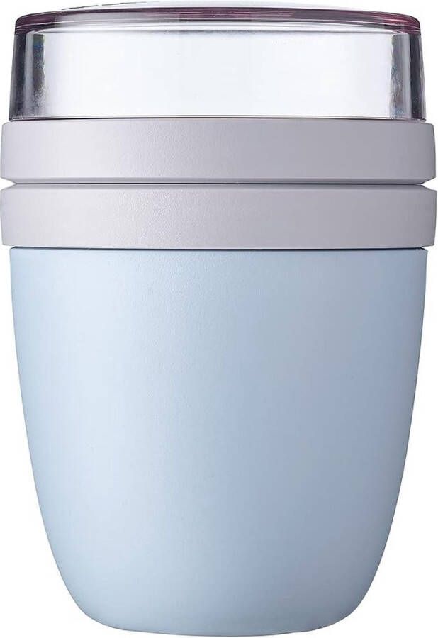 Lunchpot Ellipse Nordic blue 500 ml praktische mueslibeker yoghurtbeker To go beker geschikt voor diepvriezer magnetron en vaatwasser polypropyleen 700 ml