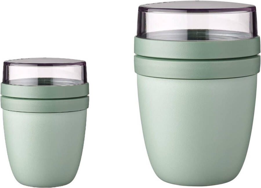 Lunchpot Ellipse Nordic Sage klein groot praktische mueslibeker yoghurtbeker beker voor onderweg. Geschikt voor vriezer magnetron en vaatwasser