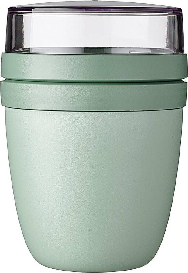 Lunchpot Ellipse praktische yoghurtbeker en mueslibeker onderverdeling voor yoghurt en muesli geschikt voor vriezer magnetron en vaatwasser 500 ml + 200 ml