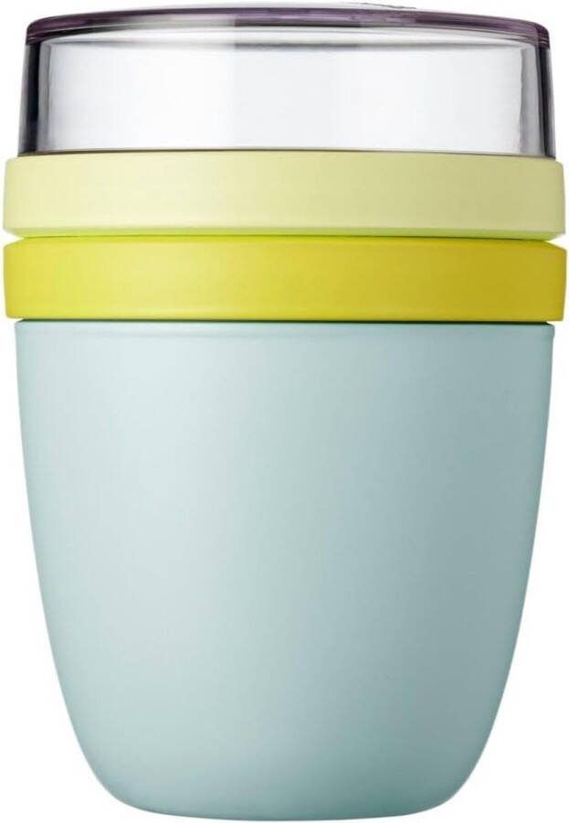 Lunchpot Ellipse Praktische yoghurtbeker & mueslibeker Verdelers voor yoghurt en muesli Geschikt voor vriezer magnetron & vaatwasser 500 ml + 200 ml Lemon Vibe