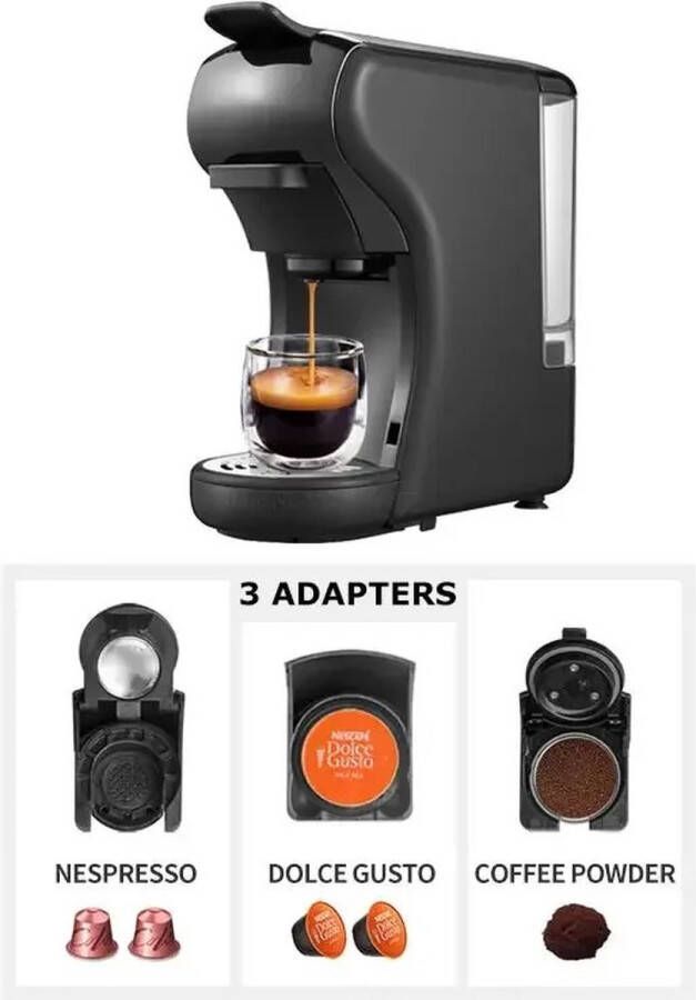 Luxe 4 in 1 Koffiemachine Koffiezetapparaat Koffie Automaat Automatisch Geschikt voor Nespresso Dolce Gusto Koffiepoeder Koffiepads Zwart