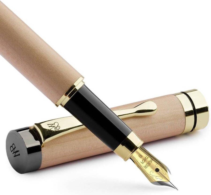 Luxe Bamboo Wood Vulpen Set Extra Fine Nib Gift Case Inclusief 6 Inktcartridges Ink Refill Converter Journaling Calligraphy Teken Glad Schrijven Esdoornhout