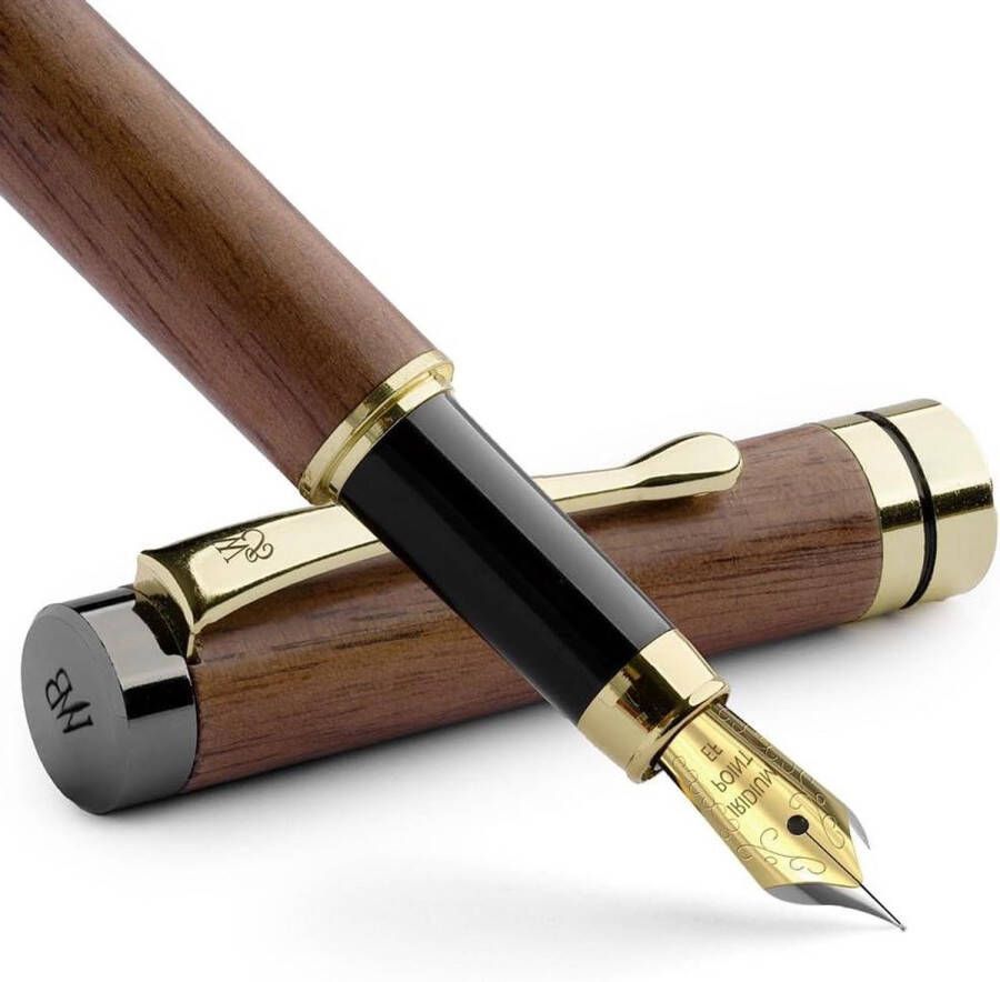 Luxe Bamboo Wood Vulpen Set Extra Fine Nib Gift Case Inclusief 6 Inktcartridges Ink Refill Journaling Calligraphy Teken Glad Schrijven Bruin Wood