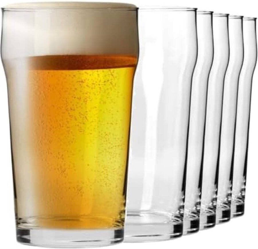 Luxe Bierpullen voor Pils Lager en Stout Hittebestendig en Duurzaam Glaswerk Perfect voor Thuis en Festen Stijlvolle Bierglazen Set 6 Stuks