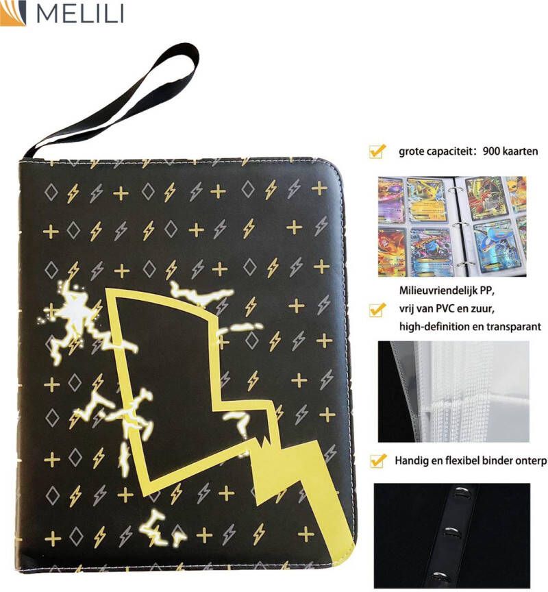 Luxe Binder Kaartenalbum-Cards Binder Album Kaarten Verzamelmap -Extra grote speelkaarten verzamelalbum-Kaartenalbum voor 900 kaarten-met rit-kaarten map-33.5*27*4.5cm