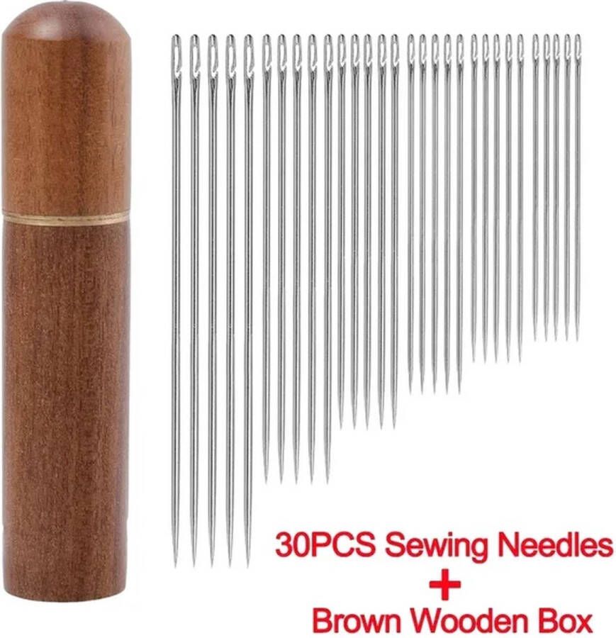 Luxe Blindennaalden Naainaalden Open Oog Handwerknaalden Borduurnaalden Blindennaalden Met Koker Zelfinrijgende Naalden Blind Needles Set Van 30 Naalden + Houder