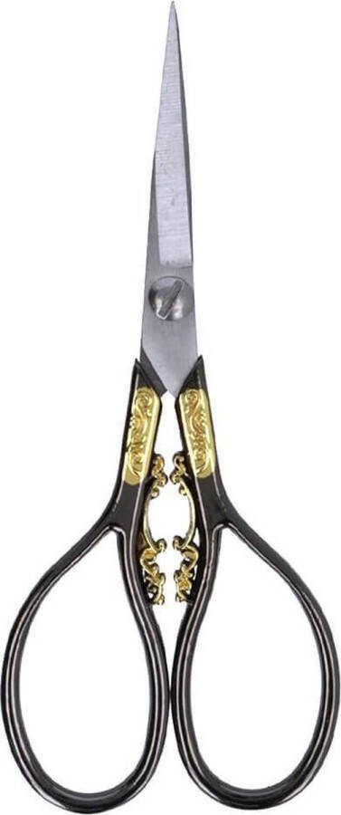 Luxe borduurschaar 10cm zwart nikkel goud