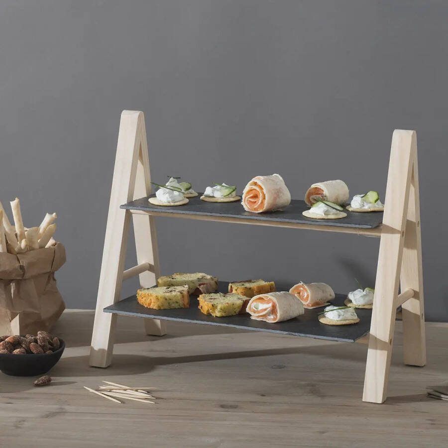 Luxe Borrelplank Leisteen Tafelaccessoire 24x18cm Sanckplateau Hoogwaarige Kwaliteit Modern Borrelplanken Serveerplank 2 Planken Snack Tray