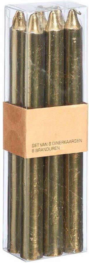 Luxe dinerkaarsen goud rustiek set van 6