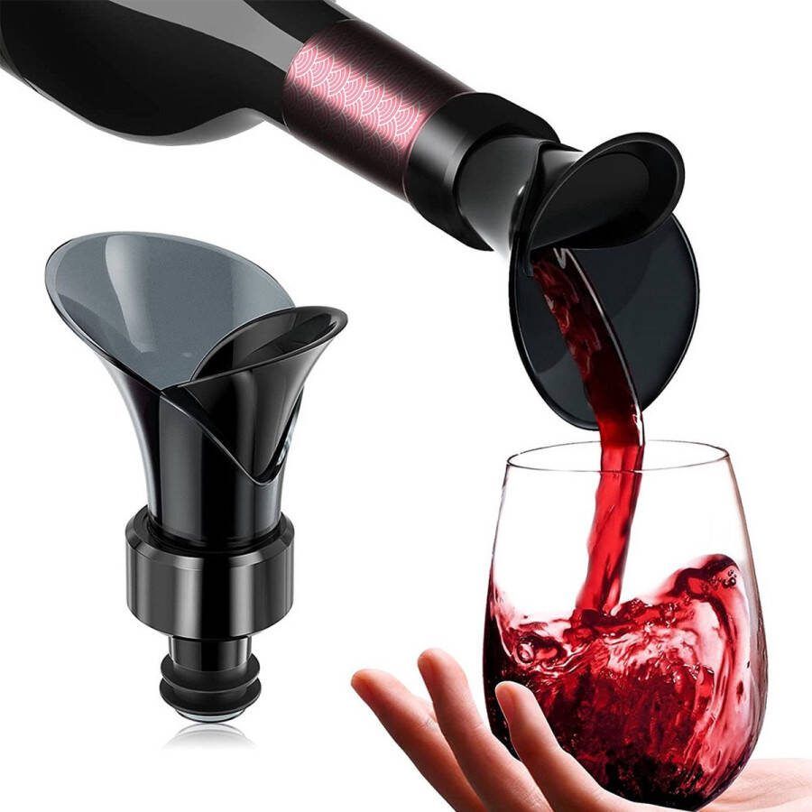 Luxe Flower Wijn Schenk Tuit Zwart Transparant Wijnschenkers Wijndecanteerder Wijnbeluchters Witte Wijn Rode Wijn Beluchter Schenktuit Flessenstop Decanter Schenker